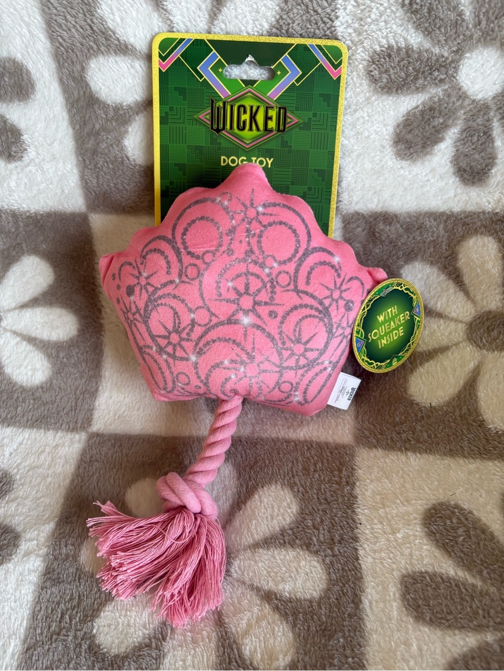 4/$20 - Wicked Pink Crown Dog Toy with Rope & Squeaker